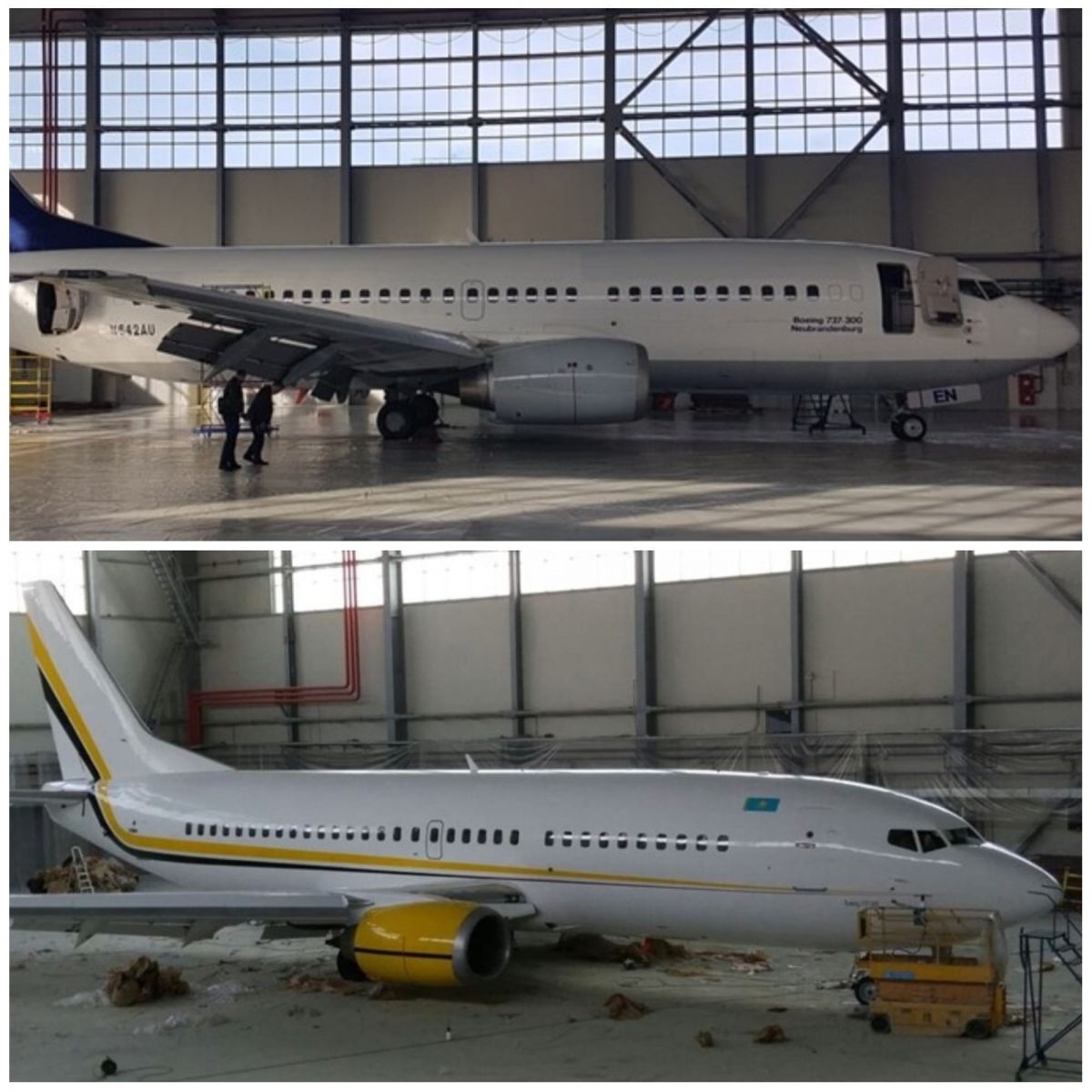 Сравнение покраски самолёта до и после