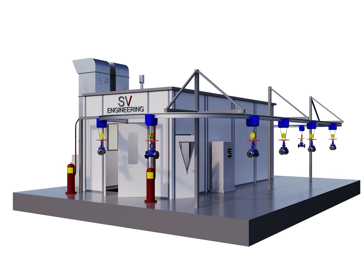 Окрасочно-сушильная камера для запорной арматуры SV-A.P8.4.3